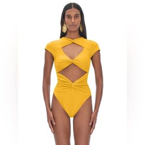 NWT Andrea Iyamah Aluna One Piece Swimsuit Size Large (US 10-12) Sunshine Yellow